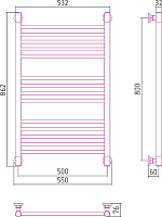 Сунержа Богема+ Полотенцесушитель водяной 50x80h, цвет: без покрытия 00-0220-8050
