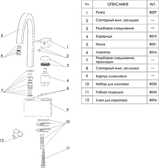 Смеситель Wasserkraft Aller  для кухонной мойки 1067