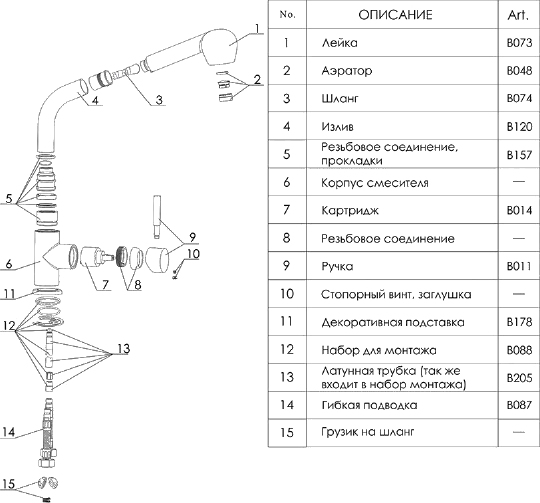 Смеситель Wasserkraft Main  для кухонной мойки 4166