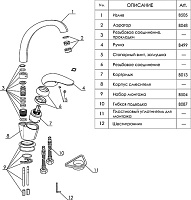 Смеситель Wasserkraft Rossel  для кухонной мойки 2807