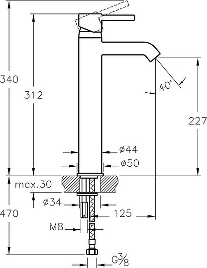 Смеситель VitrA Minimax S  для раковины A41990EXP
