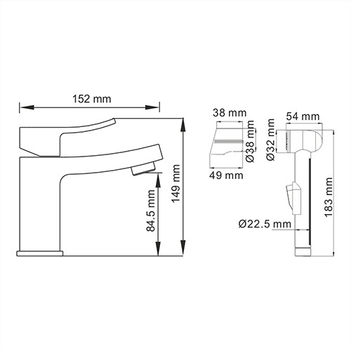 Смеситель Wasserkraft Aller  для раковины с гигиеническим душем 1068