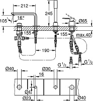 Grohe Lineare New Смеситель на борт ванны, с ручным душем, 4 отверстия, цвет: суперсталь 19577DC1