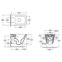 Azzurra Build Унитаз подвесной 55х36хh32 см,с креплением, цвет белый BUVKSPE00000BI