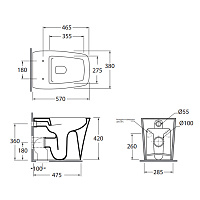 Azzurra Hera Унитаз напольный приставной безободковый 57х38х42 см, цвет белый HEVCTPE00000BI