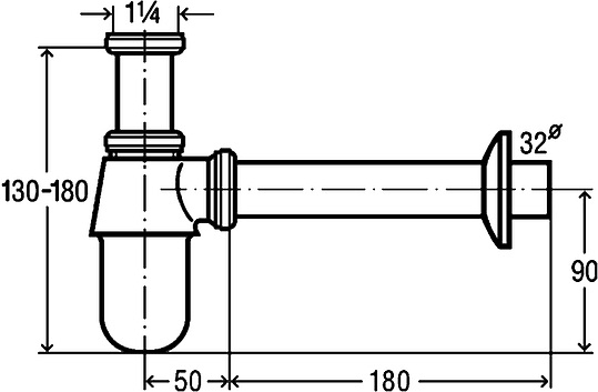 Viega Сифон для раковины бутылочный, цвет : хром 100674