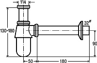 Viega Сифон для раковины бутылочный, цвет : хром 100674