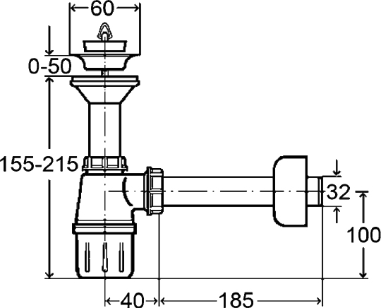 Сифон для раковины Viega  с пробкой 103927