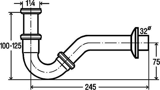 Viega V2 Сифон для биде из латуни, цвет: хром 103781