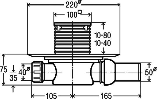 Viega Душевой трап c "сухим затвором" , с металической решеткой 583217