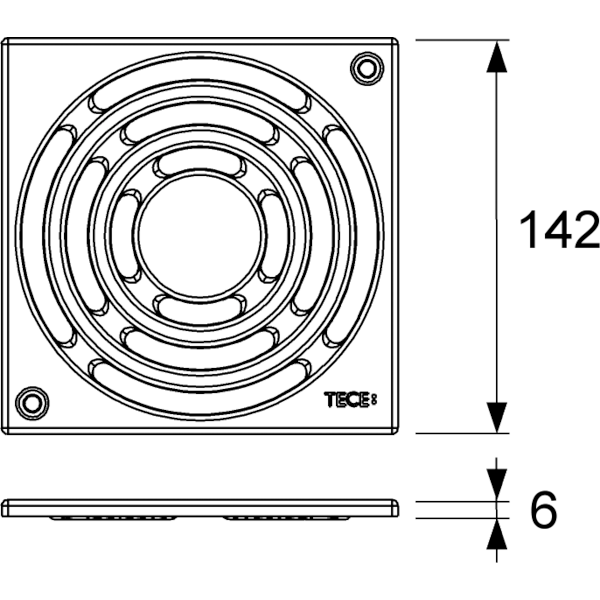 Tece Drainpoint S Решетка 15х15 см, с фиксаторами 3665001