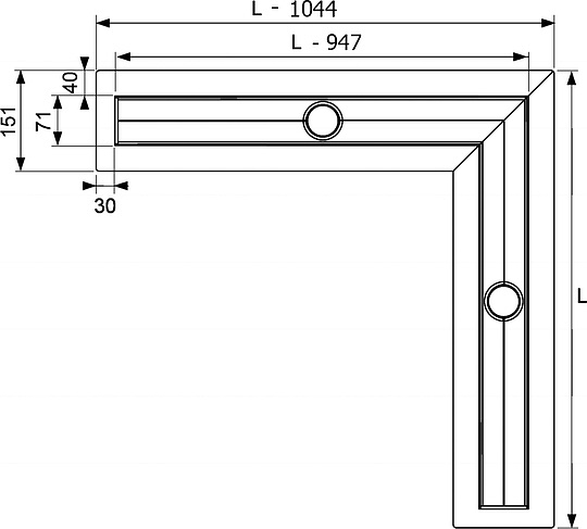 Tece Drainline Угловой канал с гидроизоляционной лентой 100х100 см, цвет: нерж. сталь глянцевая 611000