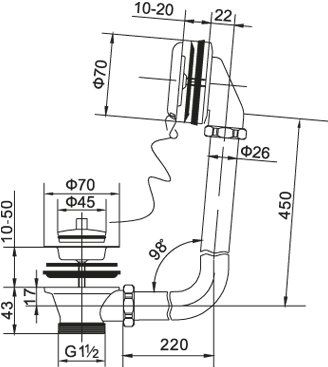 Слив-перелив BelBagno  хром BB-OVF-02-CRM