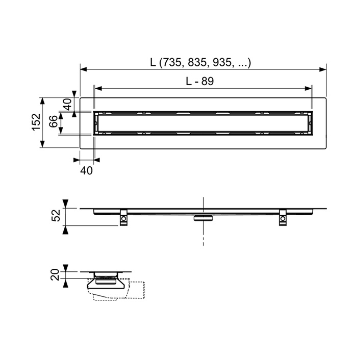 Tece Drainline Дренажный канал для укладки натурального камня 100 см, цвет: нерж. сталь глянцевая 651000
