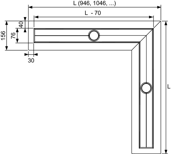 Tece Drainline Угловой канал с гидроизоляционной лентой 120х120 см, цвет: нерж. сталь глянцевая 611200
