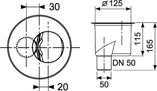 Tece Drainline Сифон для точечного трапа из пластика, вертикальный 650003