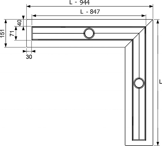 Tece Drainline Угловой канал с гидроизоляционной лентой 90х90 см, цвет: нерж. сталь глянцевая 610900