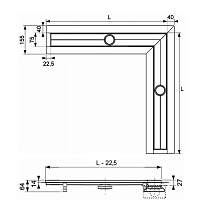 Tece Drainline Декоративная решетка углового трапа basic 120х120 см, цвет: нерж. сталь глянцевая 611210