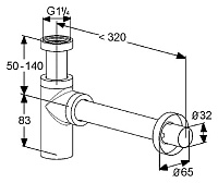 Kludi Бутылочный сифон G 11/4 для раковин и биде, цвет: хром 1002005-00