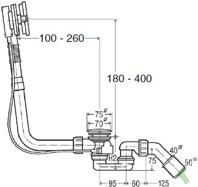 Bette Слив-перелив для ванны, длина троса 56 см.,  цвет: хром B600-901