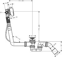 Hansgrohe Exafill S Слив-перелив с изливом на ванну, для стандартных ванн, тросик 52 см цвет: хром 58113000