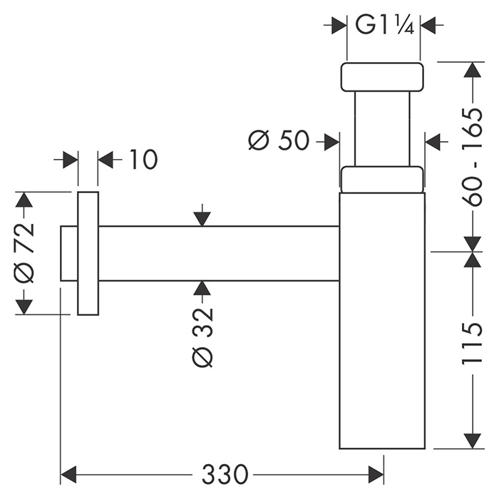 Axor Flowstar S Дизайнерский сифон, цвет: черный матовый 51305670