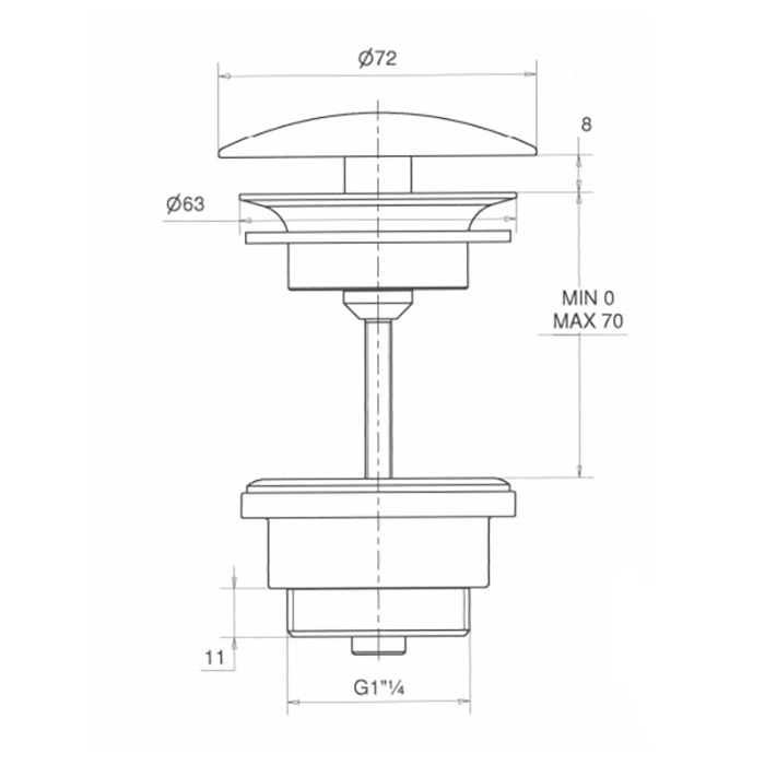 Bongio Complements Донный клапан 1.1/4 дюйма, универсальный, цвет: золото 00069OR00