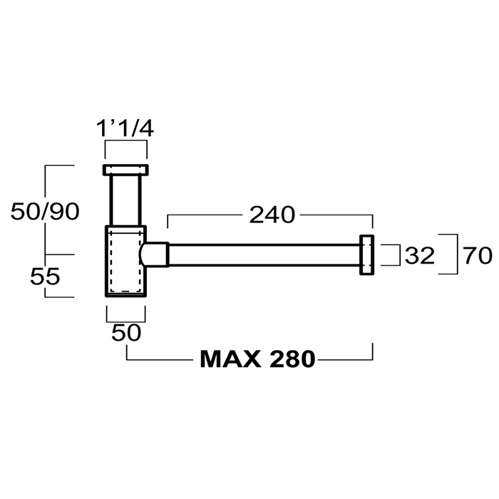 Simas Baden Baden Сифон для биде цилиндрической формы, латунный, цвет: хром глянцевый SIF 125 cr
