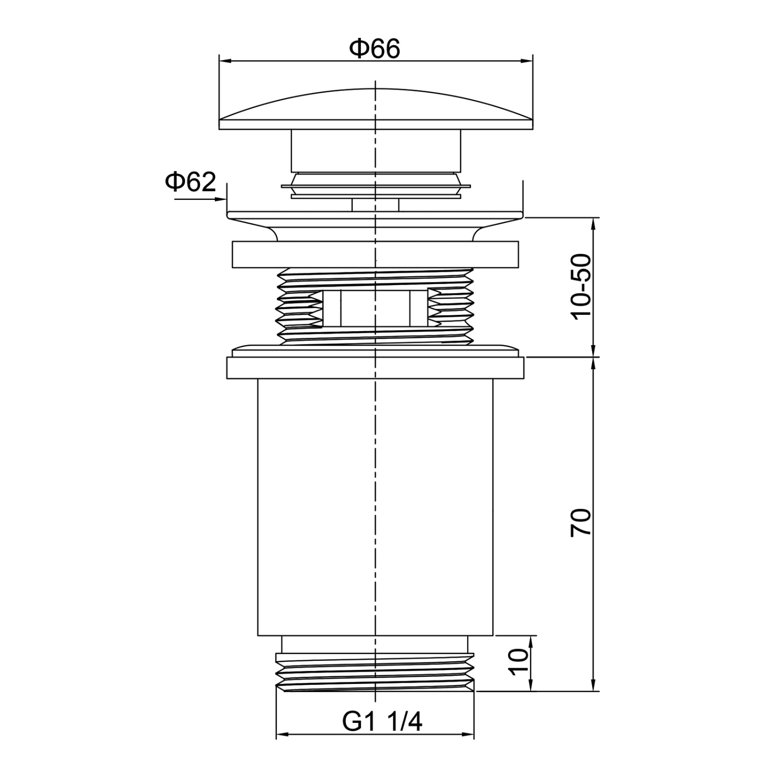 Timo Донный клапан автомат для раковины, цвет черное золото 8011/18