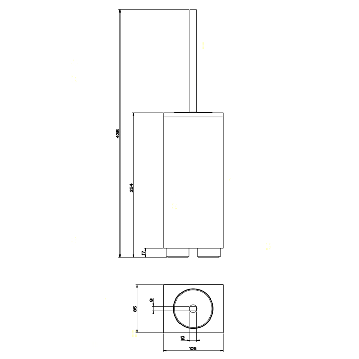 Gessi Inverso/Rettangolo Ершик для унитаза напольный, с латунной колбой, цвет: chrome/white 20843#031