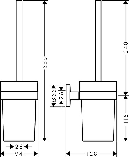 Hansgrohe Logis Universal Ершик для унитаза подвесной со стеклянной колбой, цвет: хром 41722000