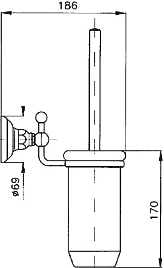 Nicolazzi Accessori Ершик для унитаза подвесной с керамической колбой, цвет: бронза 1490BZ