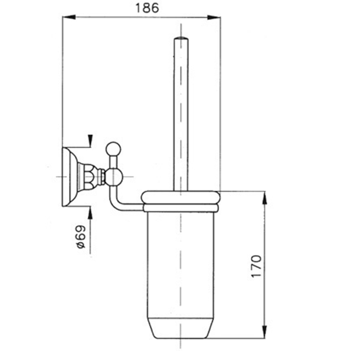 Nicolazzi Accessori Ершик для унитаза подвесной с керамической колбой, цвет: бронза 1490BZ