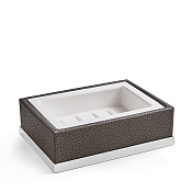 3SC Milano Мыльница с керамической чашей, настольная, с эко-кожей, цвет: белый матовый ML01ABO