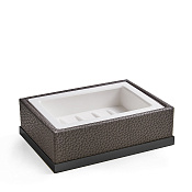 3SC Milano Мыльница с керамической чашей, настольная, с эко-кожей, цвет: черный матовый ML01ANO