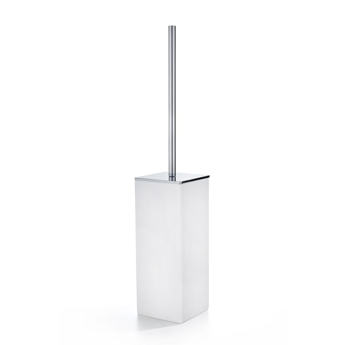 3SC MooD White Ершик для унитаза напольный с латунной колбой, цвет: хром/белый MW17ASL