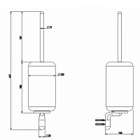 Gessi Goccia Ершик для унитаза подвесной с латунной колбой, цвет: белый/черный 38020#079