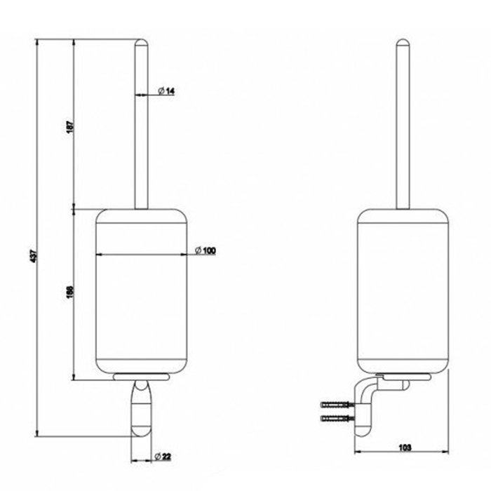 Gessi Goccia Ершик для унитаза подвесной с латунной колбой, цвет: хром/черный 38020#031