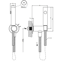 Gessi Inciso Гигиенический душ одноструйный, держатель с подводом воды, шланг 125 см, цвет: chrome 58151#031