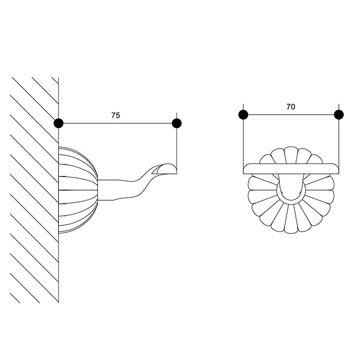 Bongio Radiant Крючок, 7х7,5 см, цвет золото 24к. 02001OR00