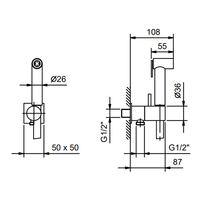 Fantini Mint Гидроёршик с двойной функцией, цвет никель 91 92 8487