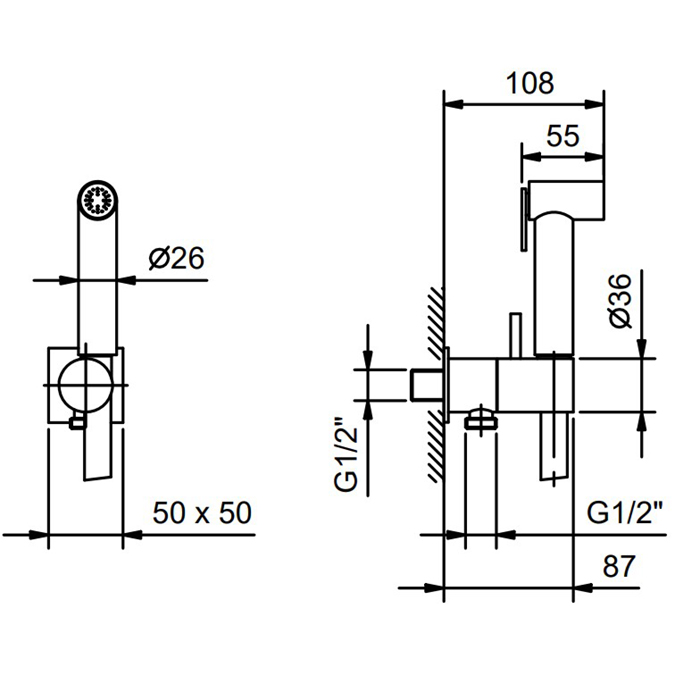 Fantini Mint Гидроёршик с двойной функцией, цвет хром 91 02 8487