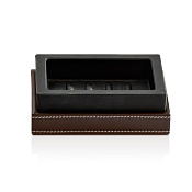 Decor Walther Brownie STS Мыльница со стеклянной чашей, настольная с кожей, цвет: темно-коричневый 0931190