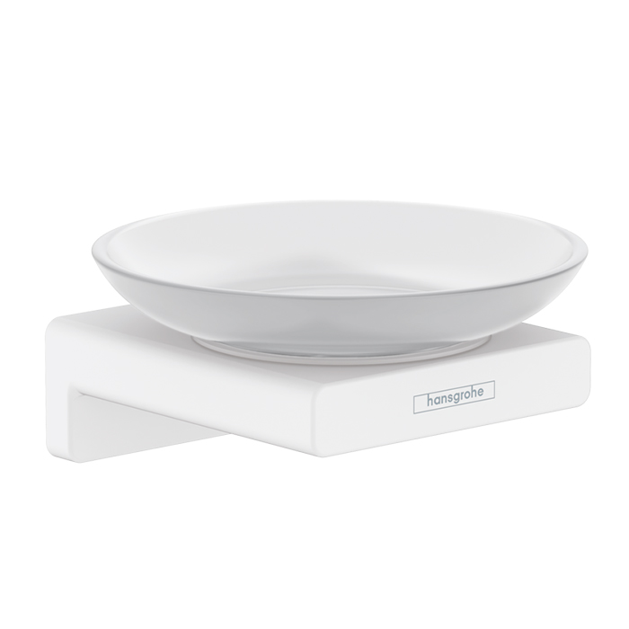 Hansgrohe AddStoris Мыльница подвесная со стеклянной чашей, латунь цвет: белый 41746700