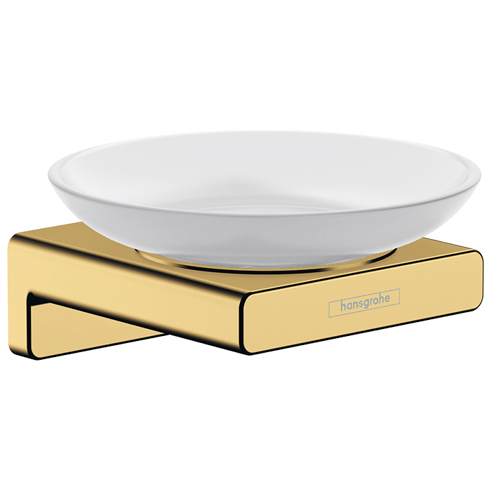 Hansgrohe AddStoris Мыльница подвесная со стеклянной чашей, латунь цвет: золото 41746990
