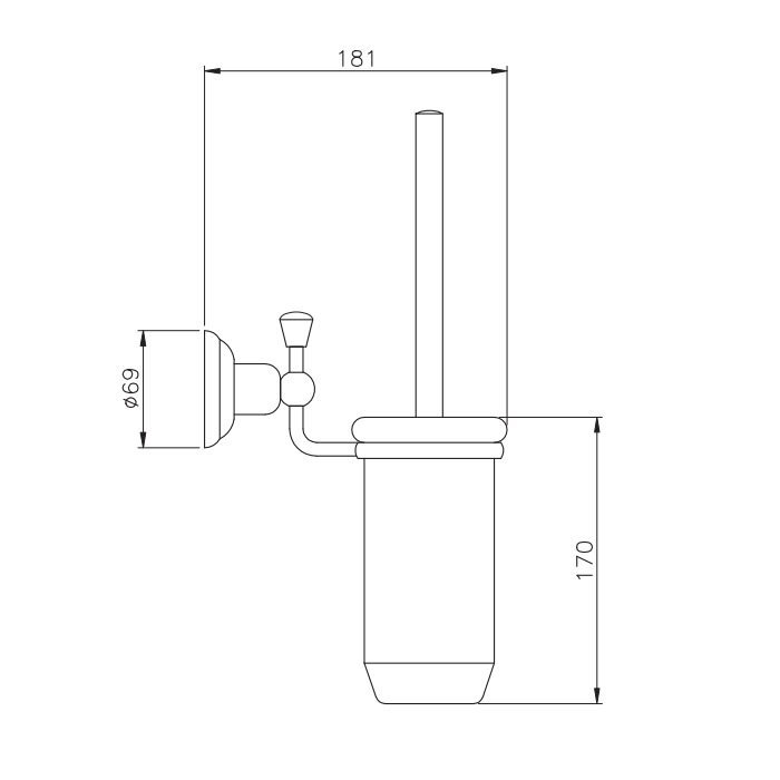 Nicolazzi Onice Ершик для унитаза подвесной с керамической колбой, цвет: хром/белый 1490CR09O
