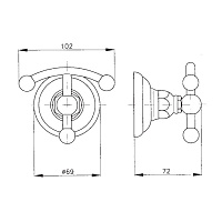 Nicolazzi Classica Lusso Крючок двойной, с кристаллом, цвет золото 1481GO34
