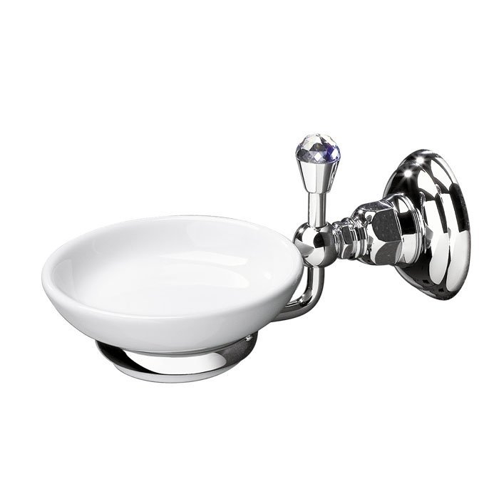 Nicolazzi Classica Lusso Мыльница с керамической чашей, подвесная с кристаллом, цвет: хром 1487CR34