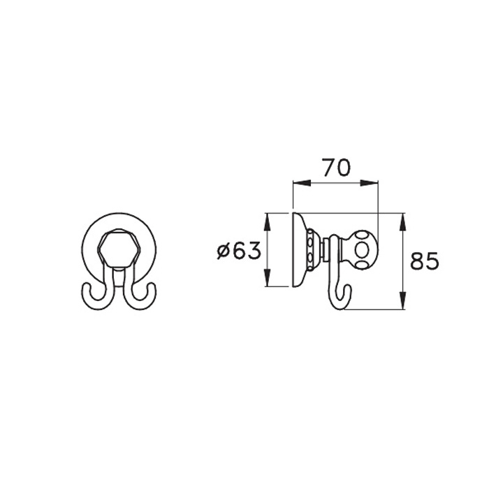 Stella Italica Крючок двойной 1082, цвет хром IT10020CR00