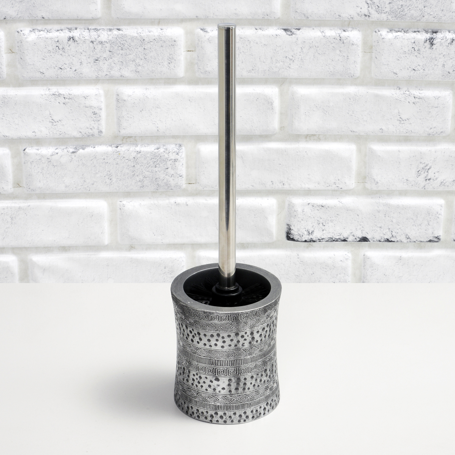 Wasserkraft K-7600 Ершик для унитаза напольный с композитной колбой, цвет: серый матовый K-7627